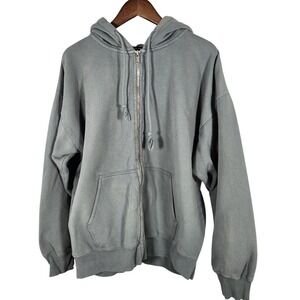 Brandy Melville John Galt Christy Zip Up Hoodie Vintage Faded Distressed Green